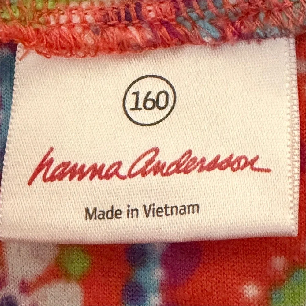 Hanna Andersson Girls Orange Paisley Fleece Funnel Neck Dress Size 160 38296